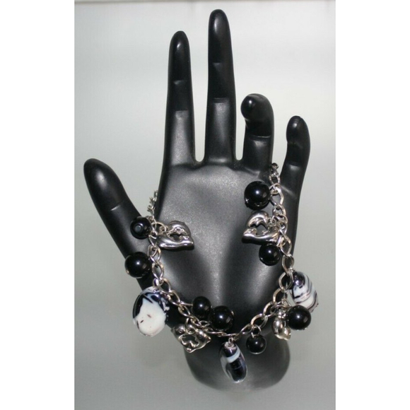 Silver Dolphin Bracelet Purple Stone Women's Fashion Jewelry Beauty New - Picture 1 of 3